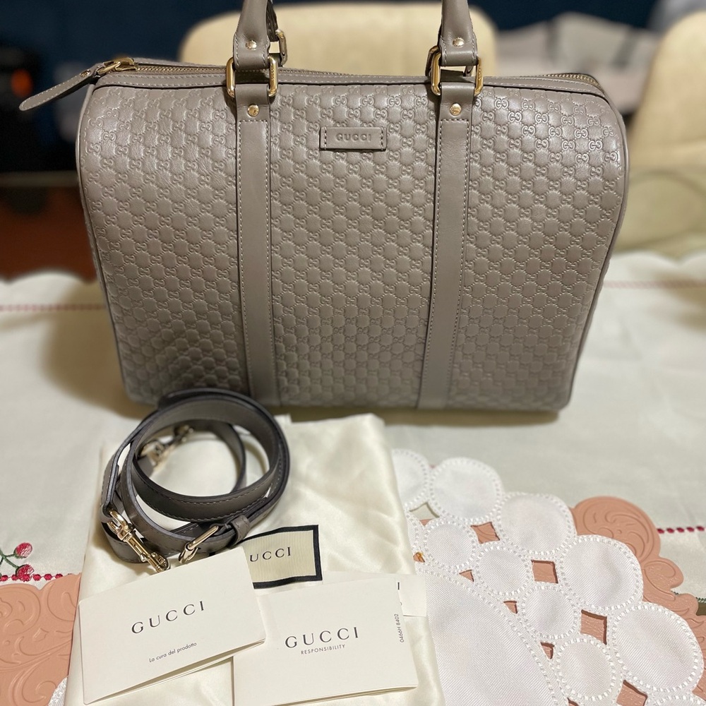 Gucci Taupe Leather Satchel